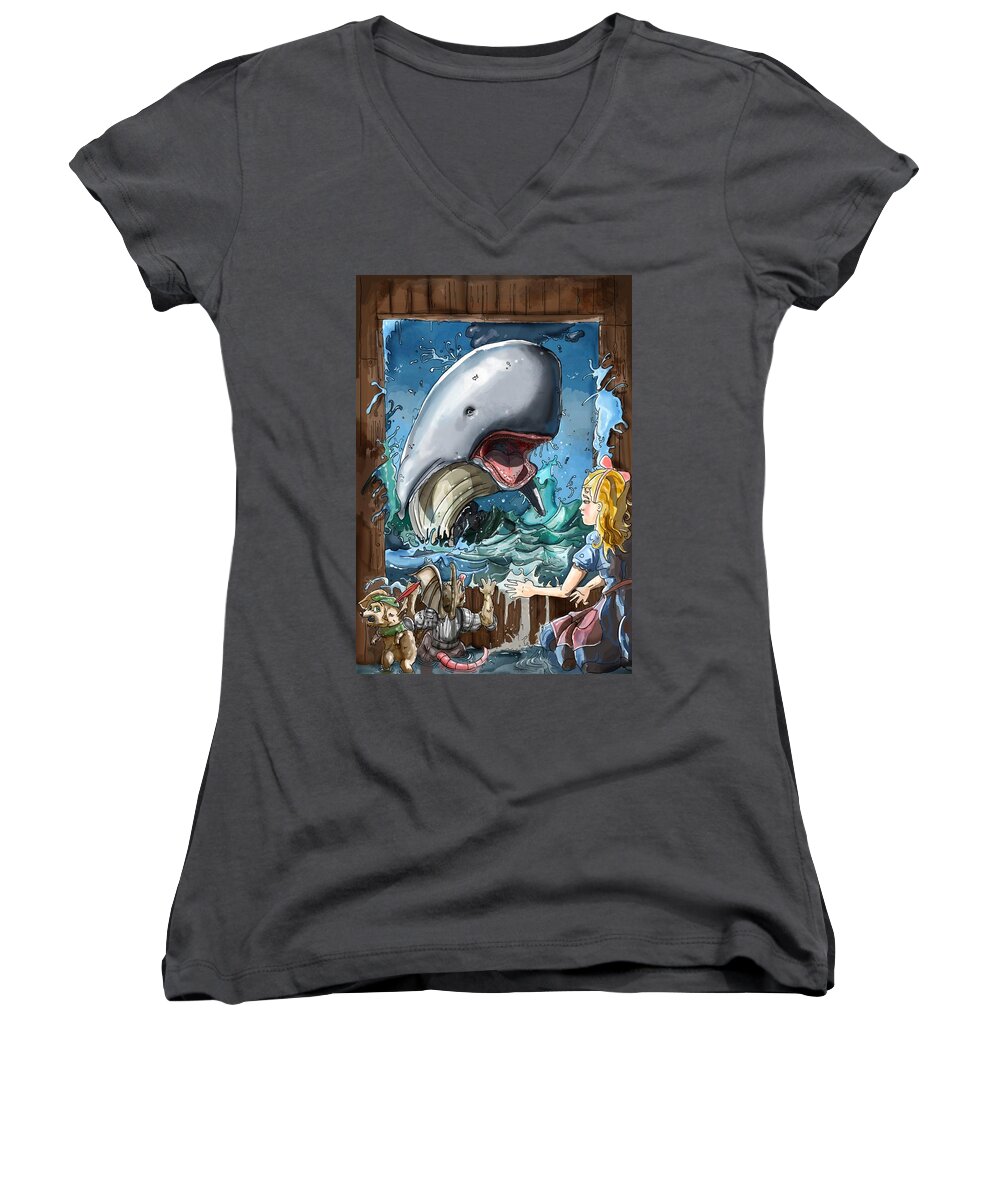 Wurtherington Diary Women's V-Neck featuring the painting The Whale by Reynold Jay