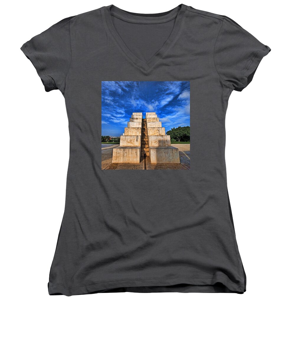 Israel Women's V-Neck featuring the photograph The white city by Ron Shoshani