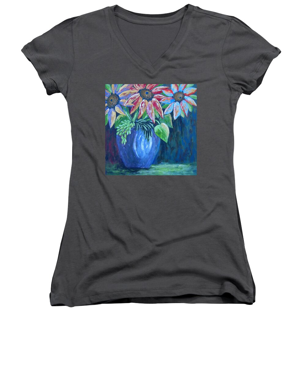 Flowers Women's V-Neck featuring the painting These are for You by Suzanne Theis
