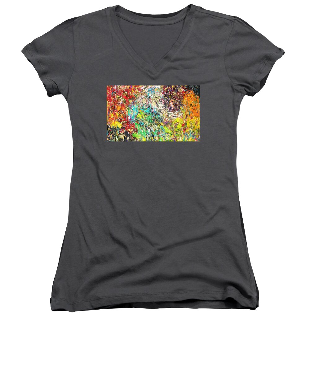 Abstract Women's V-Neck featuring the painting True Happiness by Yael VanGruber