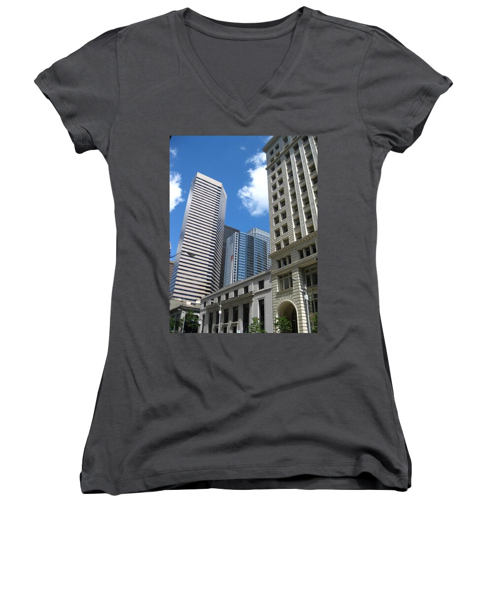 Seattle Women's V-Neck featuring the photograph Under Seattle Blue by David Trotter