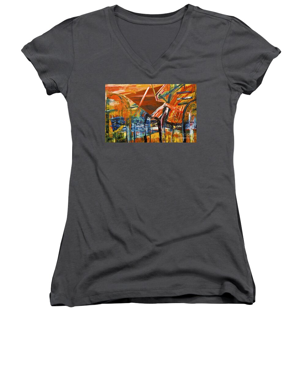 Undergrowth Women's V-Neck featuring the painting Undergrowth V by James Lavott