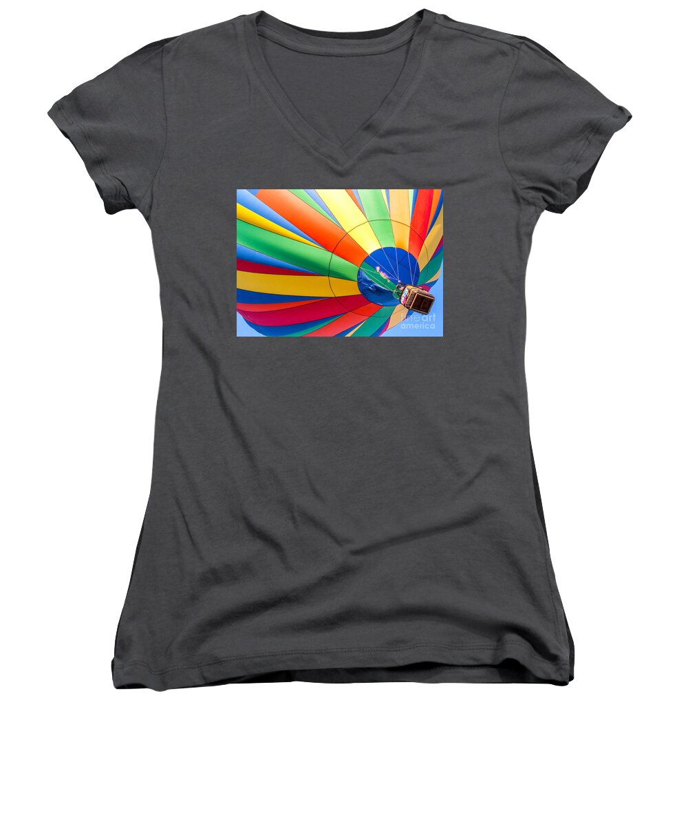 Hot Air Balloons Balloons Women's V-Neck featuring the photograph Up Up And Away by Roselynne Broussard