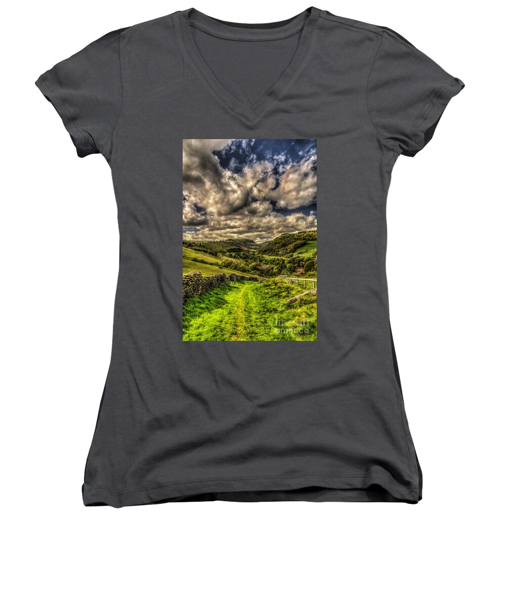 Deri Women's V-Neck featuring the photograph Valley View by Steve Purnell