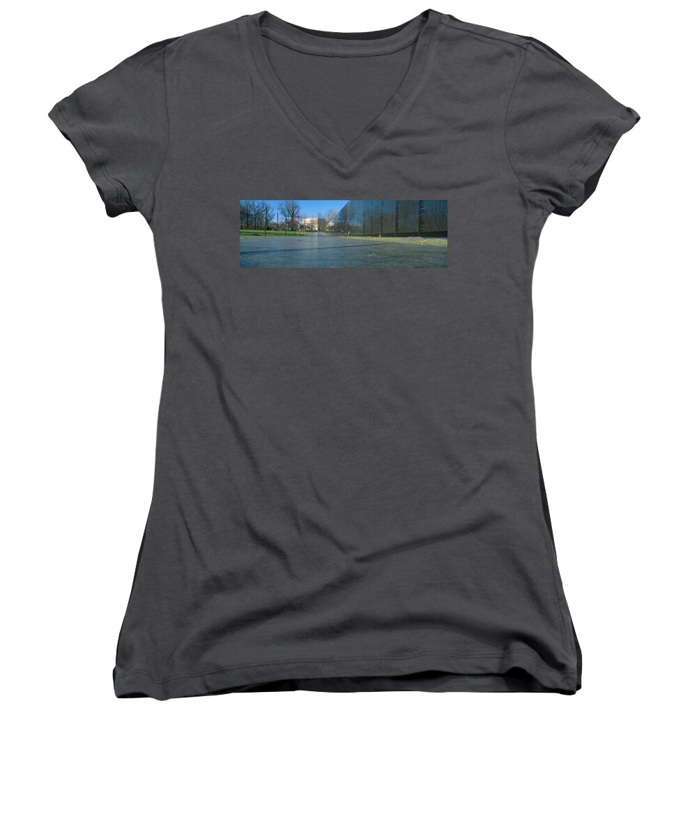 Photography Women's V-Neck featuring the photograph Vietnam Veterans Memorial, Washington Dc by Panoramic Images