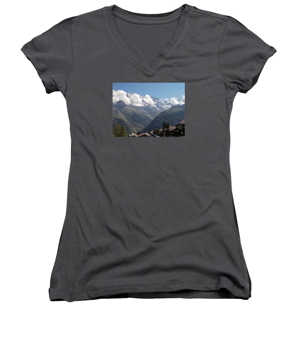 View Women's V-Neck featuring the photograph View From Murren by Nina Kindred
