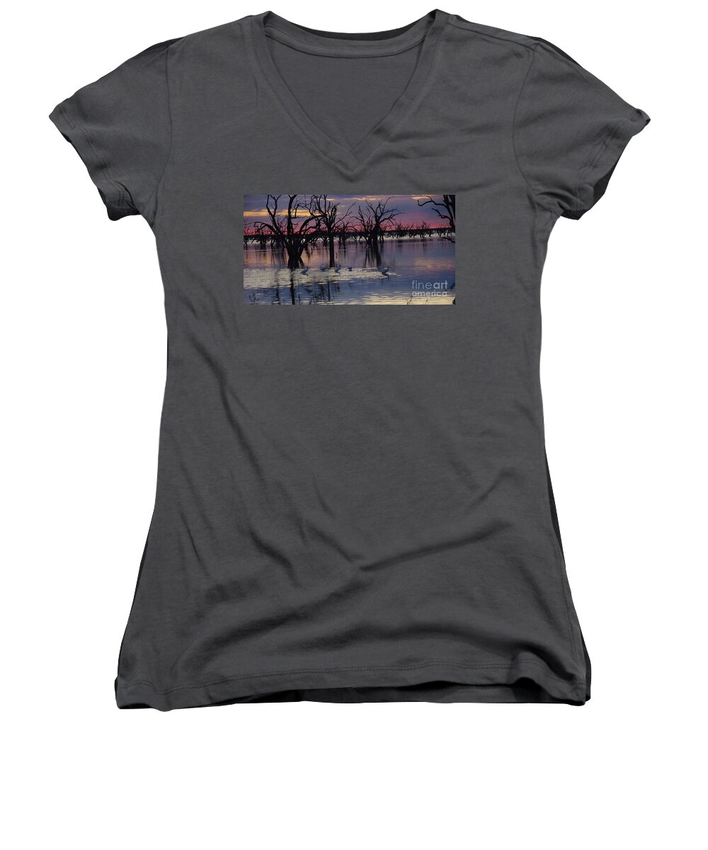 Wading The Shallows Women's V-Neck featuring the photograph Wading the Shallows by Blair Stuart