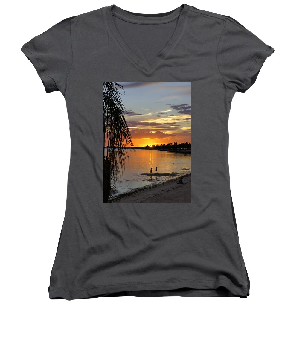 Tampa Women's V-Neck featuring the photograph Whiskey Joe's by Laurie Perry
