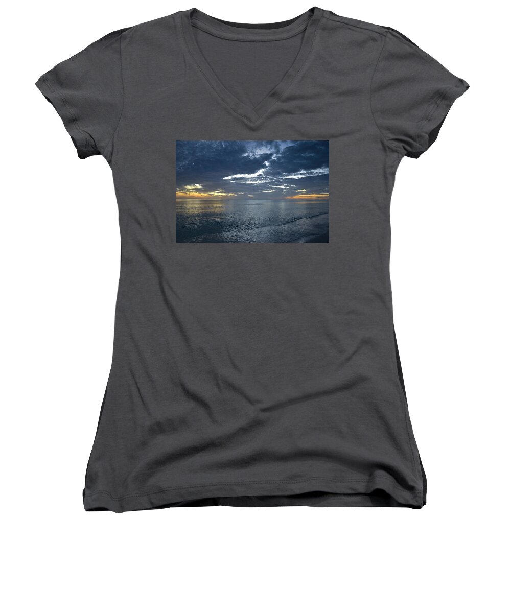 Sunset Women's V-Neck featuring the photograph Whispers at Sunset by Melanie Moraga