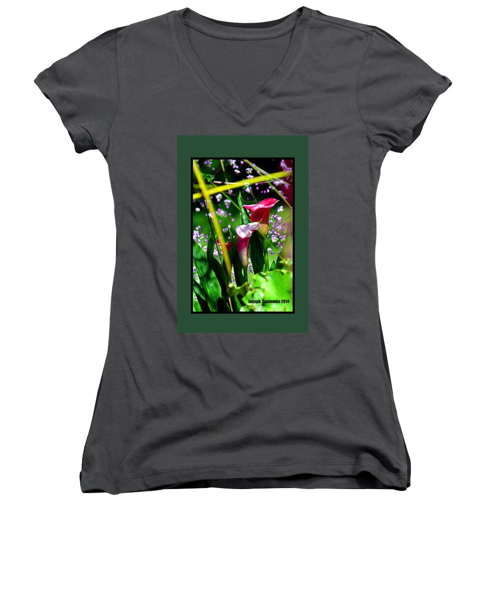 Wild Flowers Women's V-Neck featuring the digital art Wild Flowers Captured by Joseph Coulombe