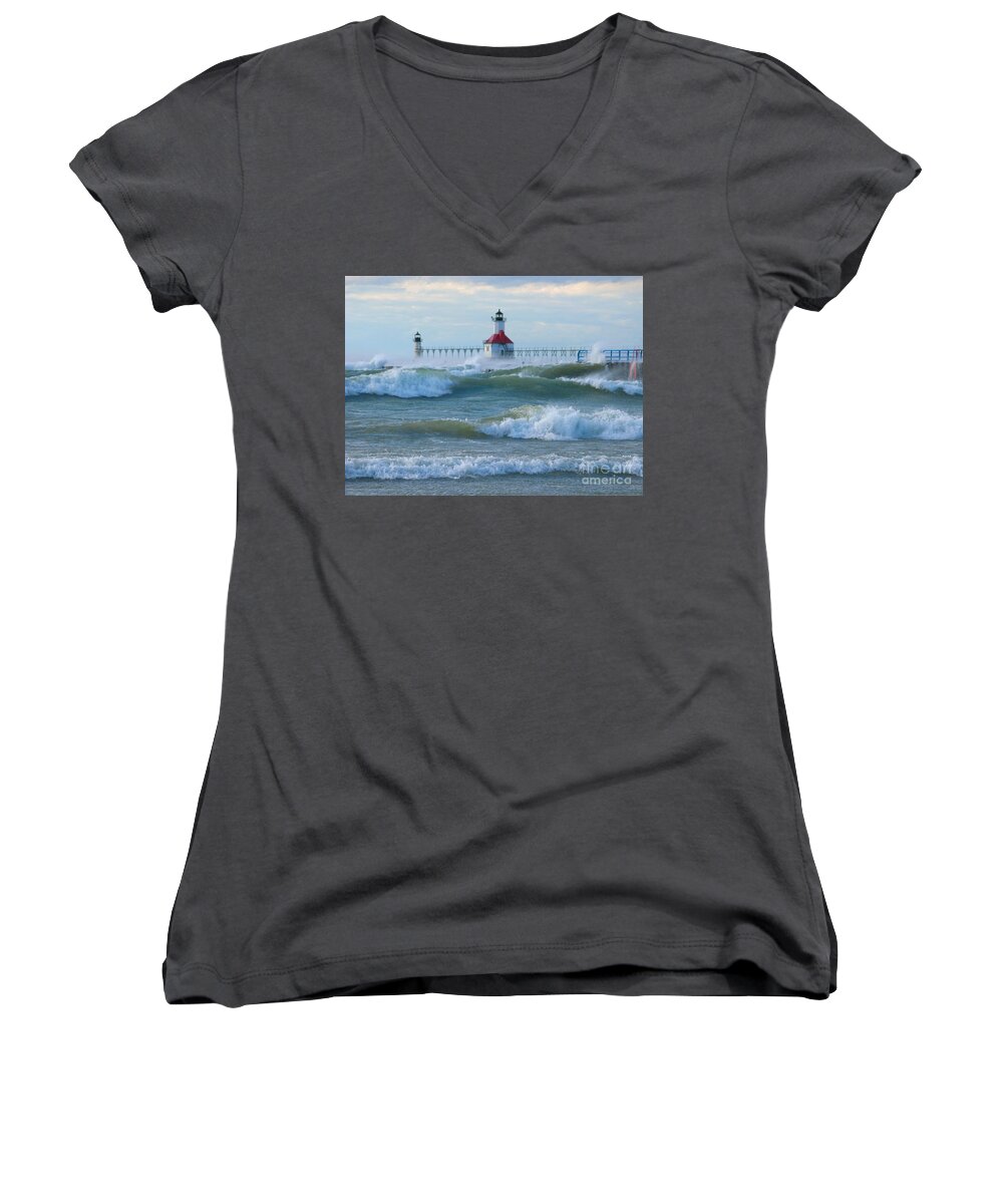 Wind Women's V-Neck featuring the photograph Wind-borne Fury by Ann Horn
