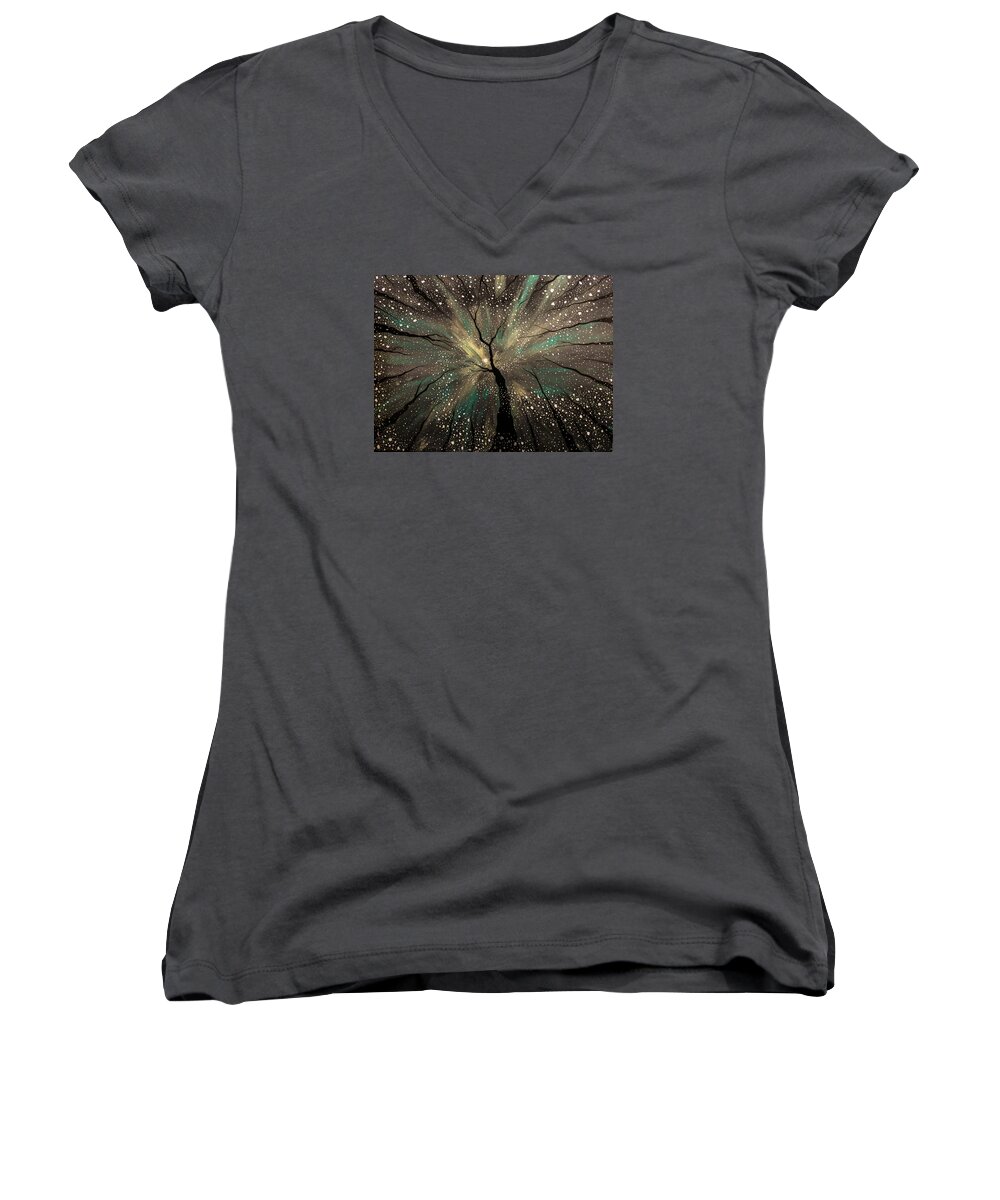 Winter Women's V-Neck featuring the painting Winter's Trance by Joel Tesch