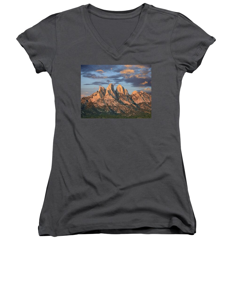 00438928 Women's V-Neck featuring the photograph Organ Mountains Near Las Cruces New #1 by Tim Fitzharris