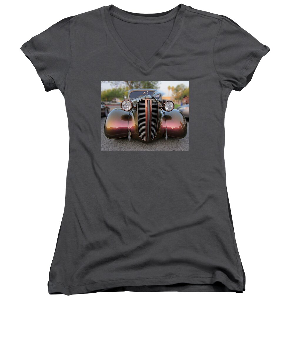 Route 66 Auto Show Women's V-Neck featuring the photograph 1938 Ford by Dorothy Cunningham