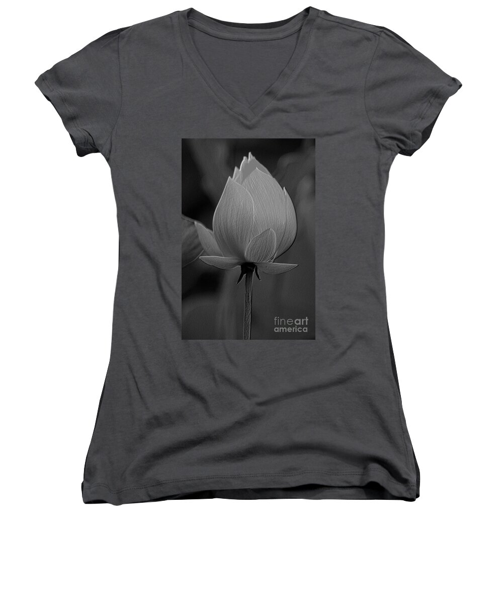 Lotus Women's V-Neck featuring the photograph Lotus #4 by Mark Gilman
