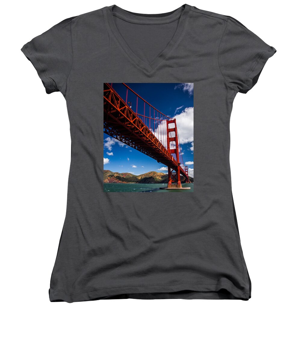 Golden Gate Women's V-Neck featuring the photograph Golden Gate #5 by Ralf Kaiser