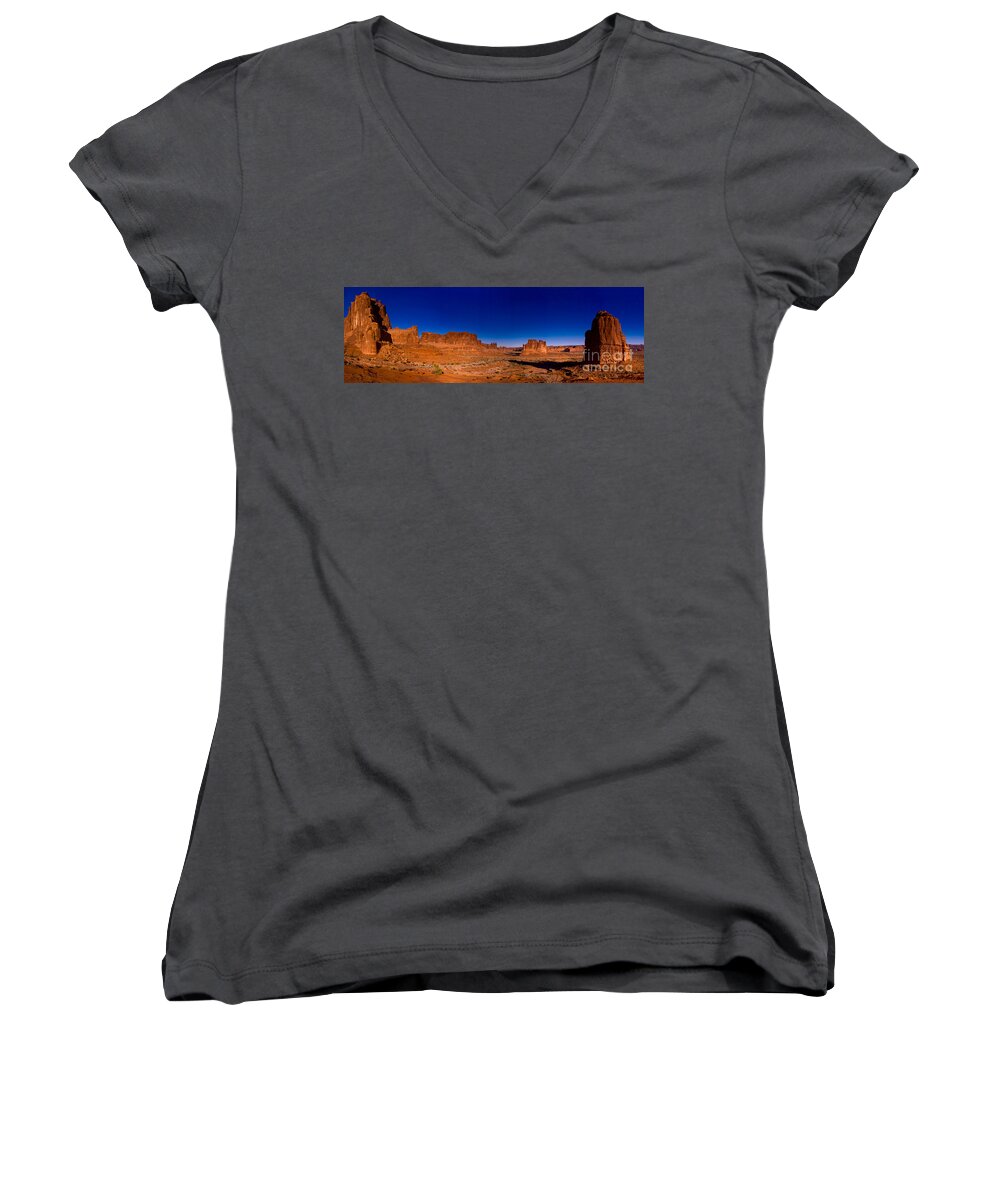 Arches National Park Women's V-Neck featuring the photograph Arches National Park by Larry Carr