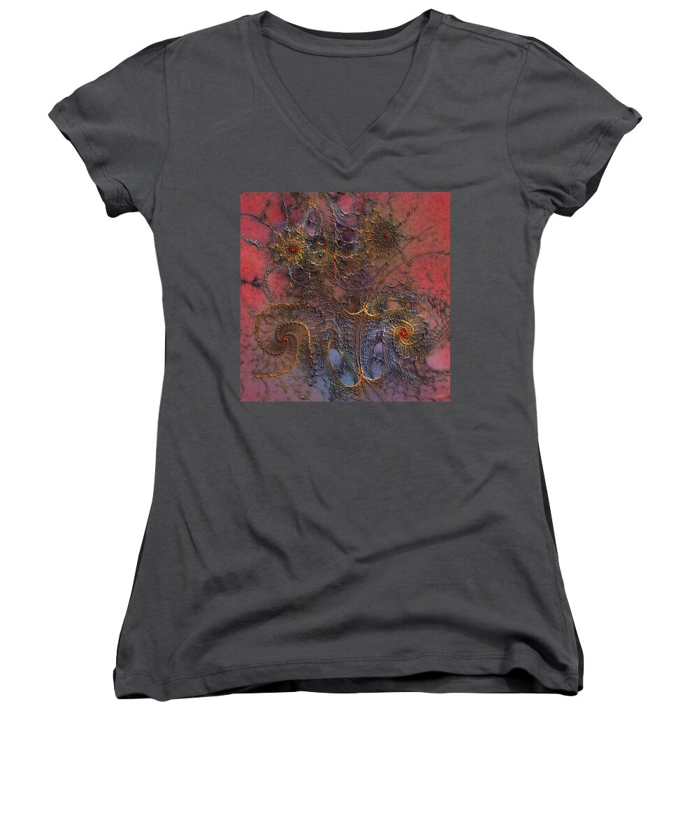 Abstract Women's V-Neck featuring the digital art At the Moment by Casey Kotas