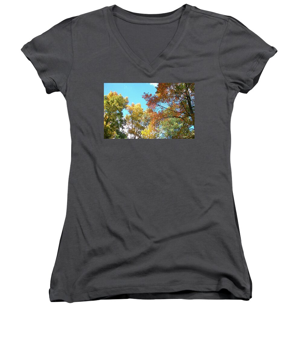 Nature Women's V-Neck featuring the photograph Autumn's Vibrant Image by Pamela Hyde Wilson
