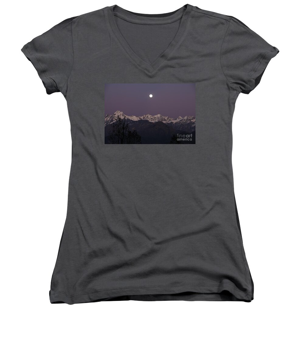 Moon Women's V-Neck featuring the photograph Bathed in Moonlight by Fotosas Photography