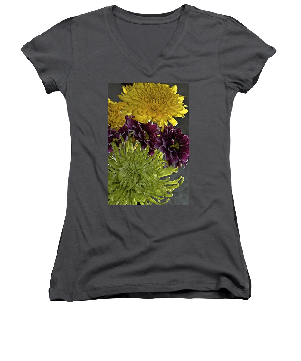 Flowers. Flower Women's V-Neck featuring the photograph Bathing In Sunlight by Phyllis Denton