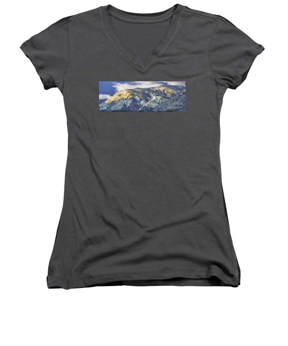 Scenery Women's V-Neck featuring the photograph Big Rock Candy Mountains by Donna Greene