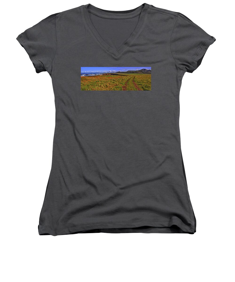 Buchon Women's V-Neck featuring the photograph Buchon Trail by Beth Sargent