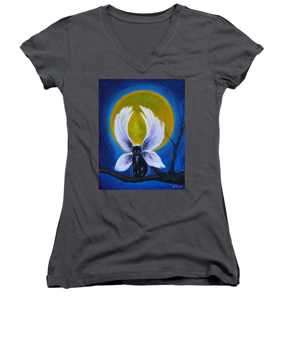 Devi Women's V-Neck featuring the painting Devi by Diana Haronis