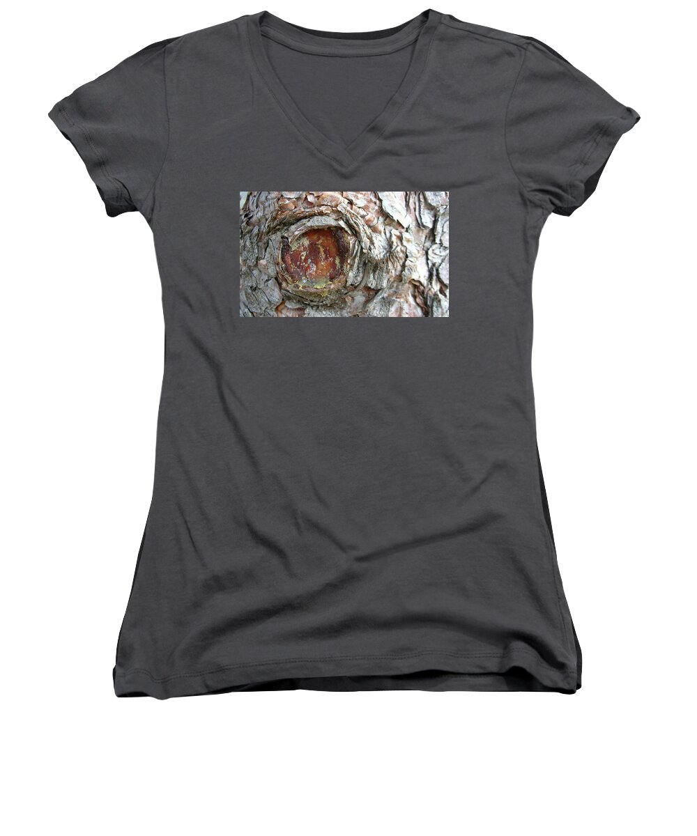Tree Women's V-Neck featuring the photograph Dragon Eye by Guy Whiteley