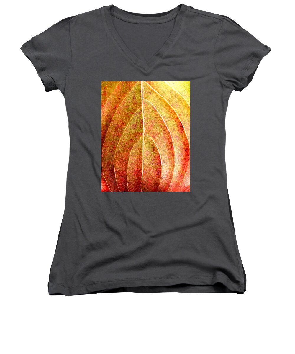 Fall Leaves Women's V-Neck featuring the photograph Fall Leaf upclose by Duane McCullough