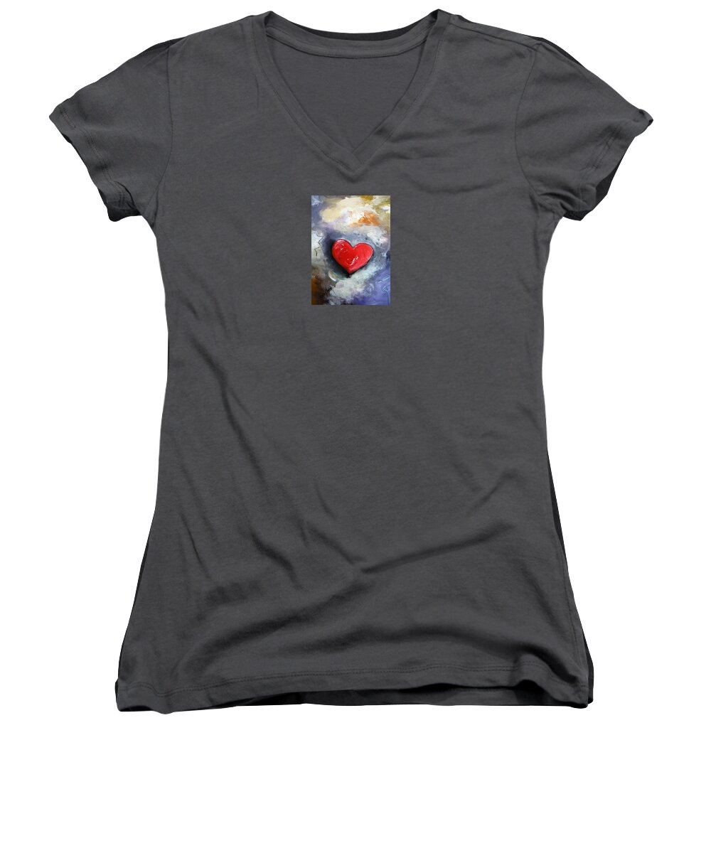 Love Women's V-Neck featuring the painting I Love You by Gary Smith