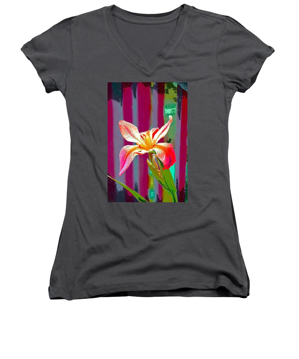 Floral Women's V-Neck featuring the photograph Iris 35 by Pamela Cooper