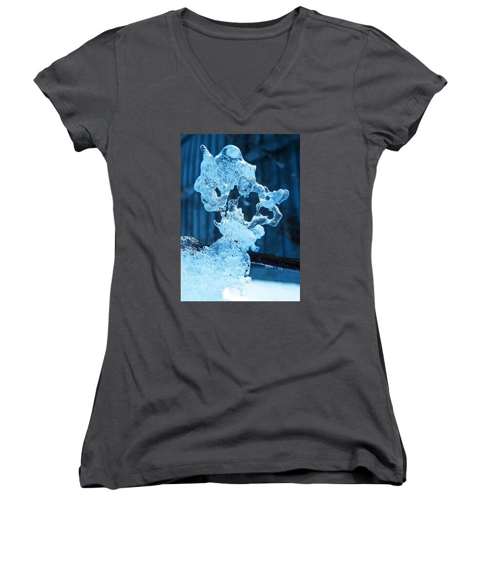 Ice Women's V-Neck featuring the photograph Meet the Ice Sculpture by Steve Taylor