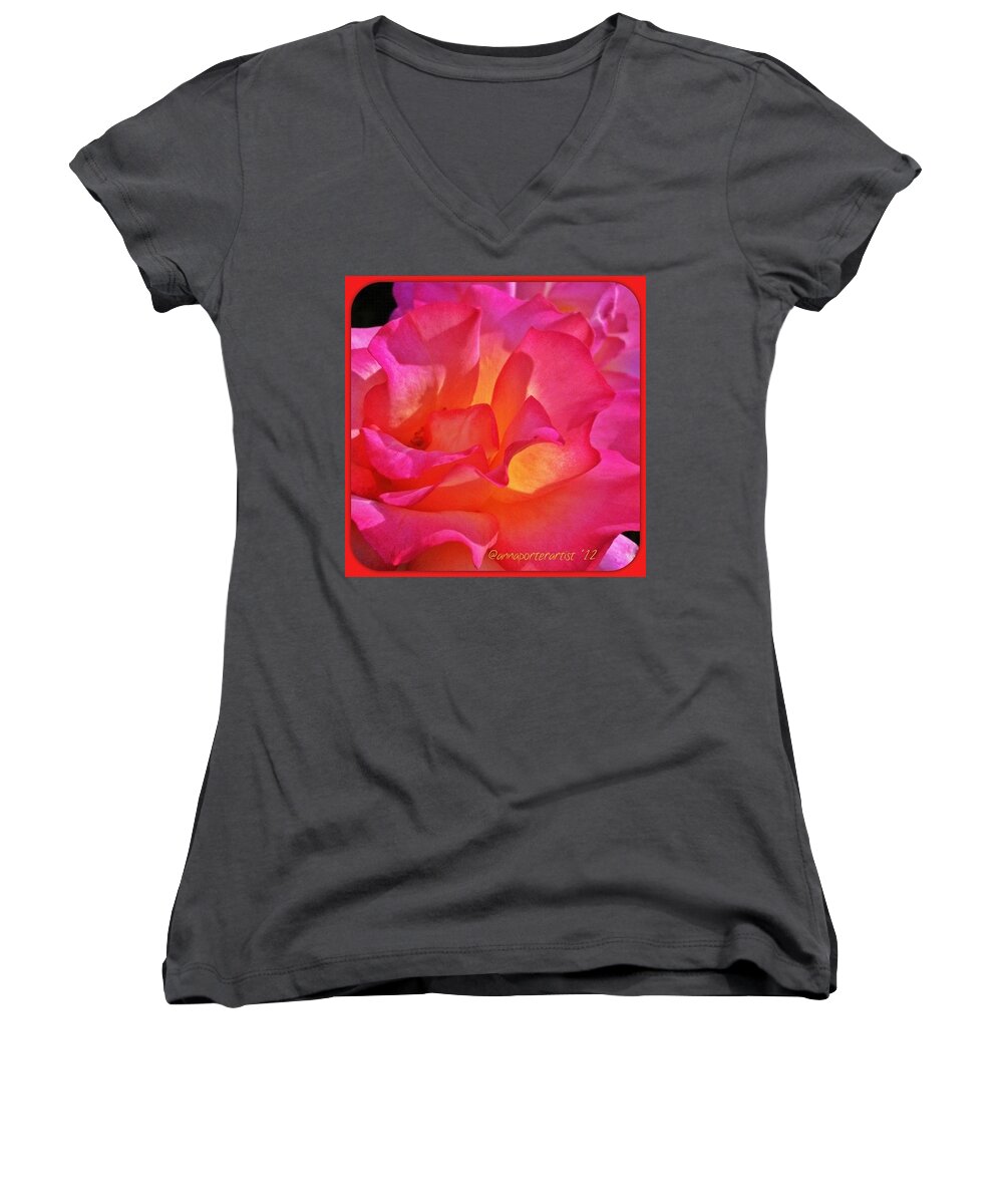 Beautiful Women's V-Neck featuring the photograph My Heart Will Go On And On ... #roses by Anna Porter