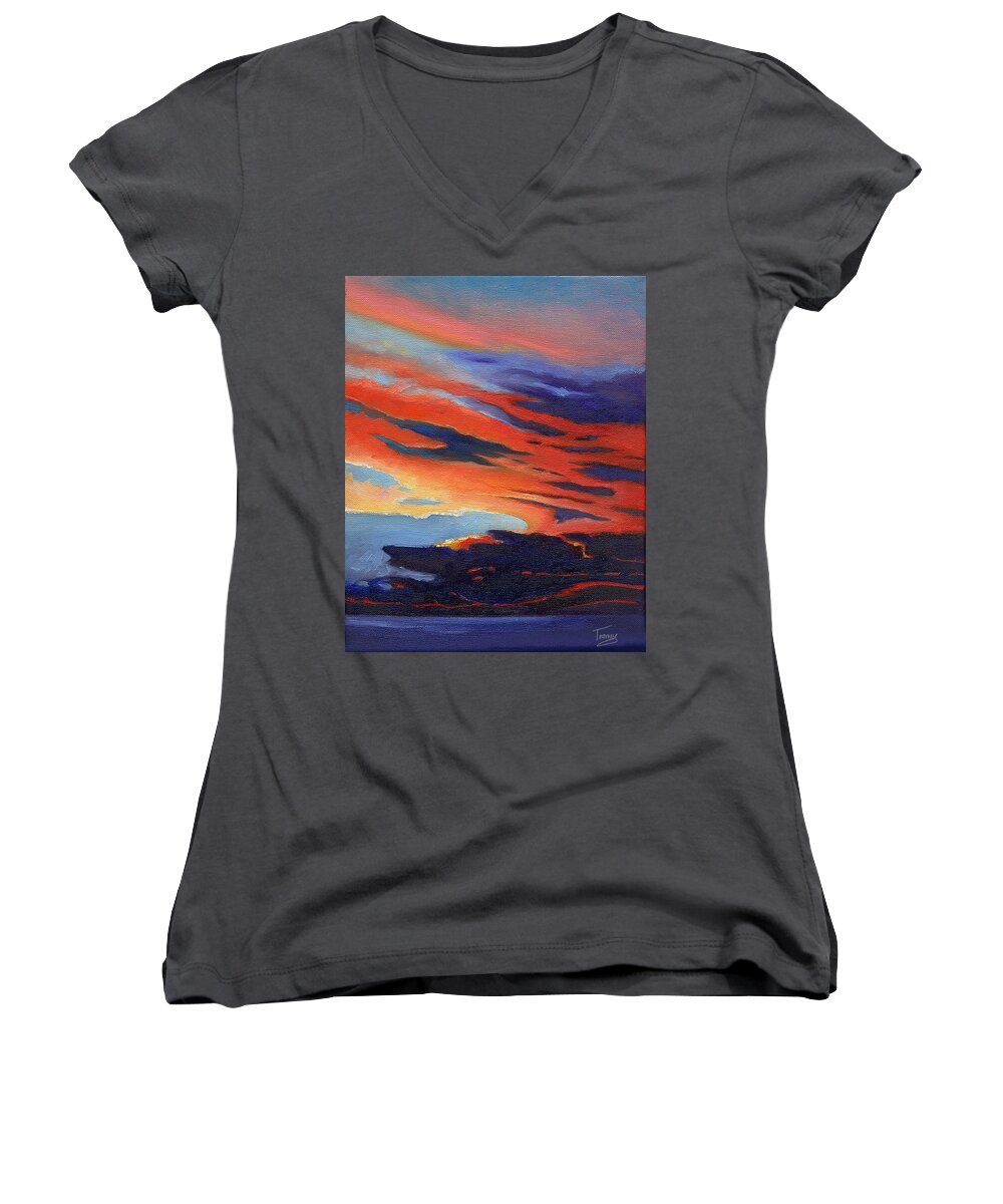 Ocean Women's V-Neck featuring the painting Natural Light by Catherine Twomey