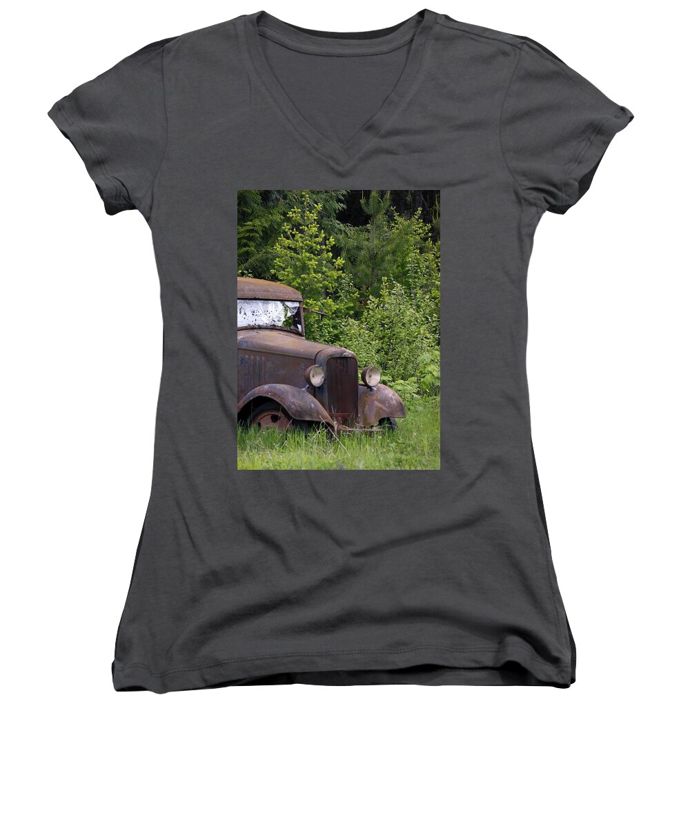Classic Women's V-Neck featuring the photograph Old Classic by Steve McKinzie