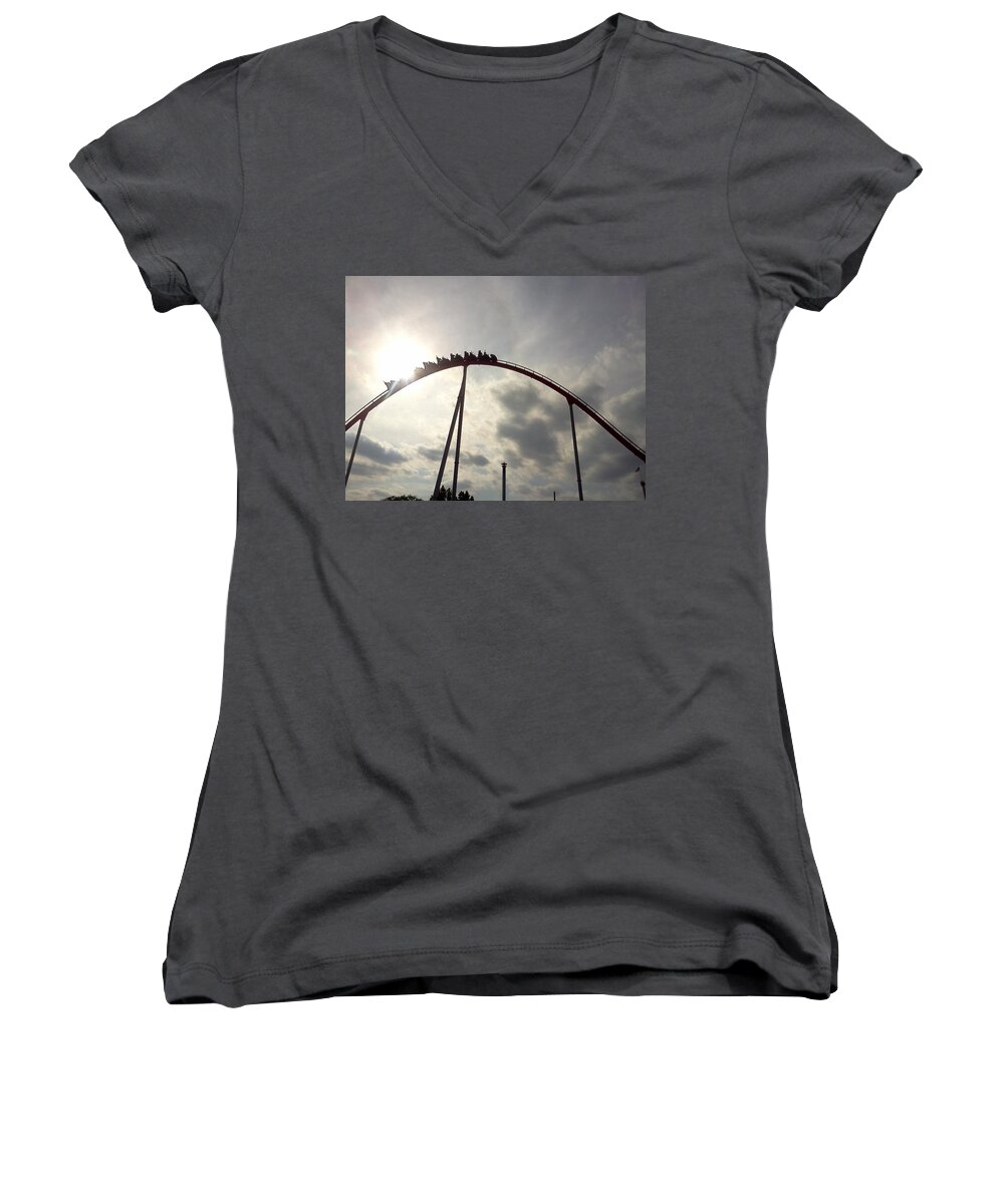Roller Coaster Women's V-Neck featuring the photograph Rise and Shine by Stacy C Bottoms