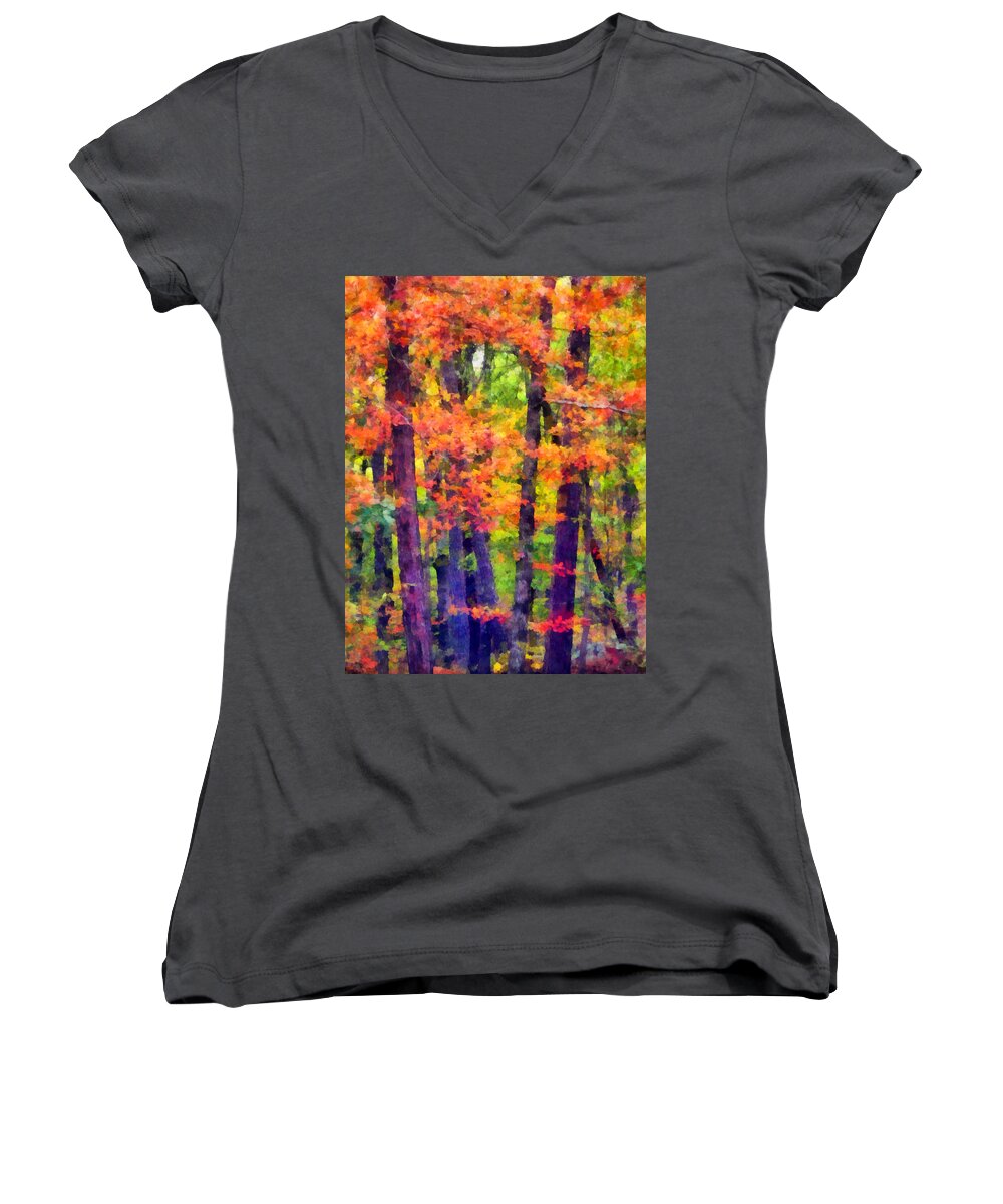 Tree Women's V-Neck featuring the photograph Seeing The Forest by Angelina Tamez