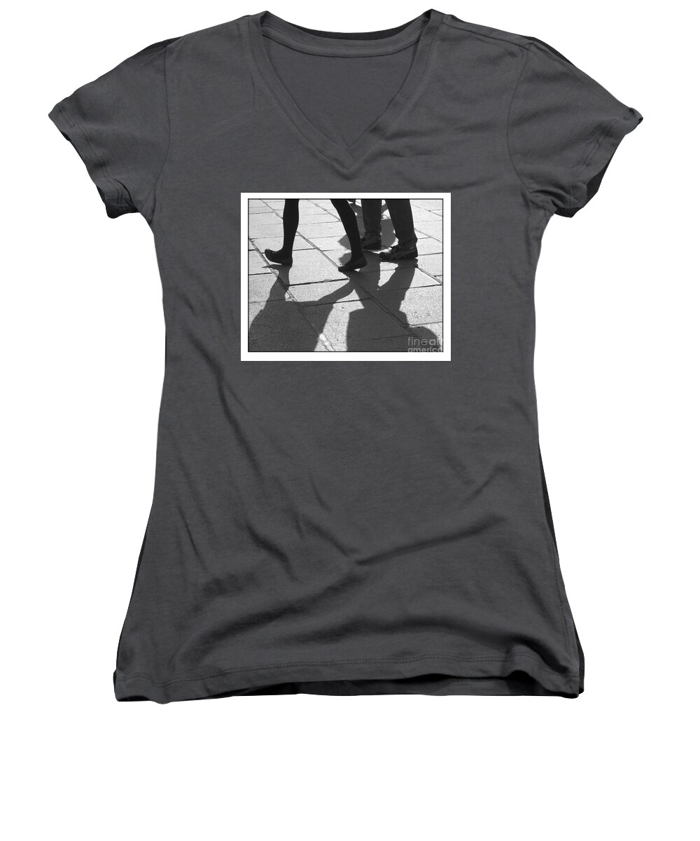 Digital Art Women's V-Neck featuring the photograph Shadow People by Victoria Harrington