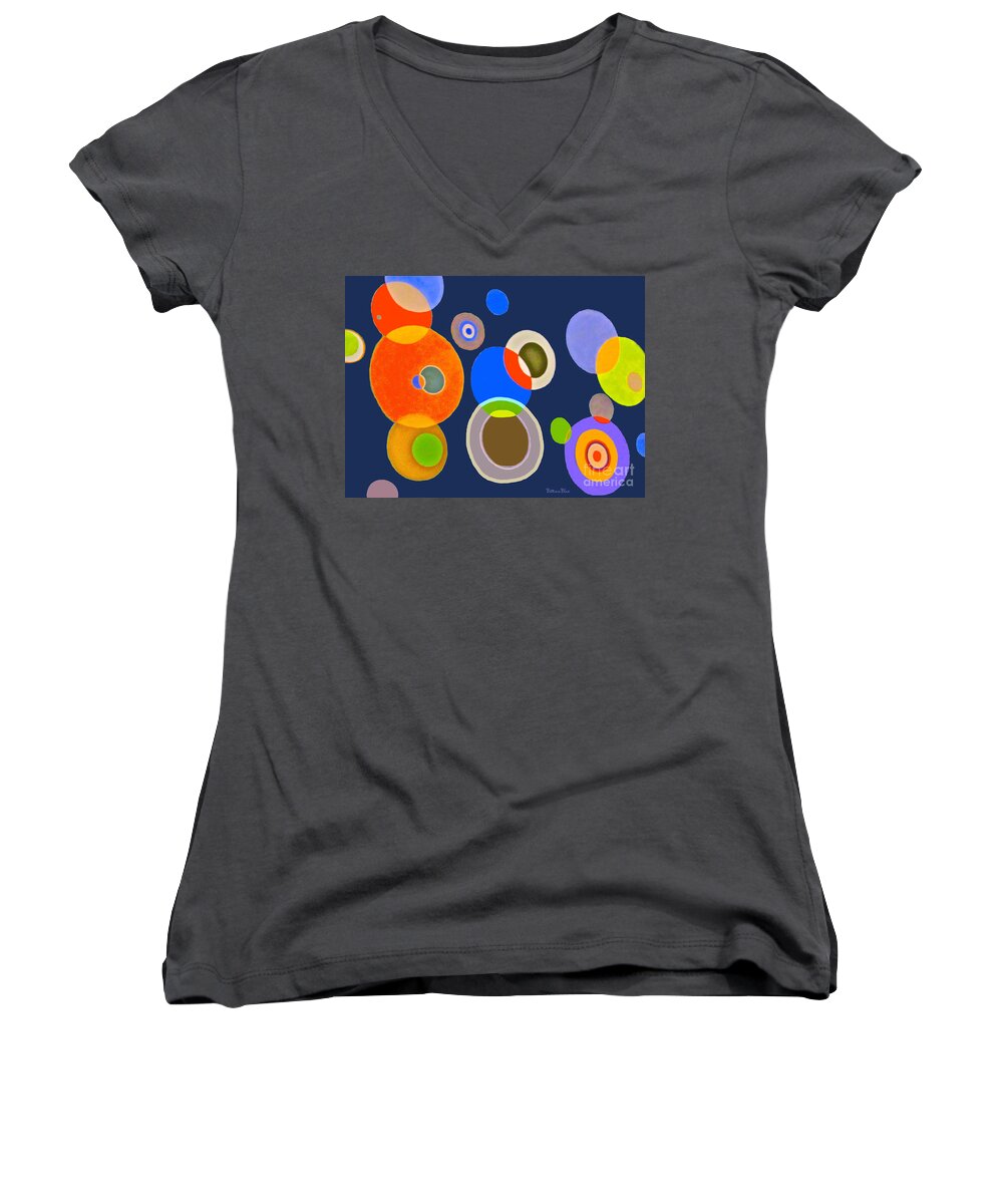 Circles Women's V-Neck featuring the mixed media Somewhere Out There by Beth Saffer