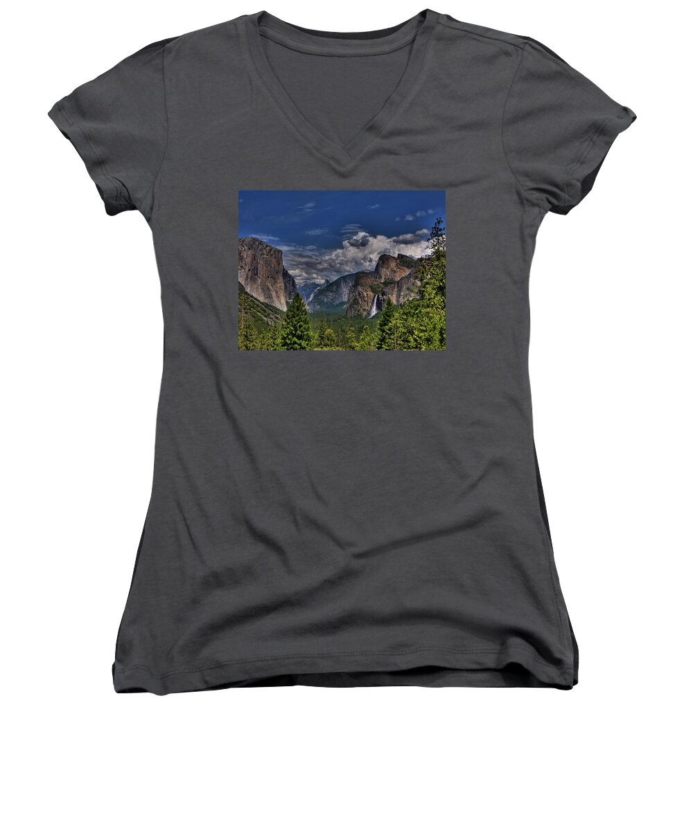 Tunnel View Women's V-Neck featuring the photograph Tunnel View by Beth Sargent