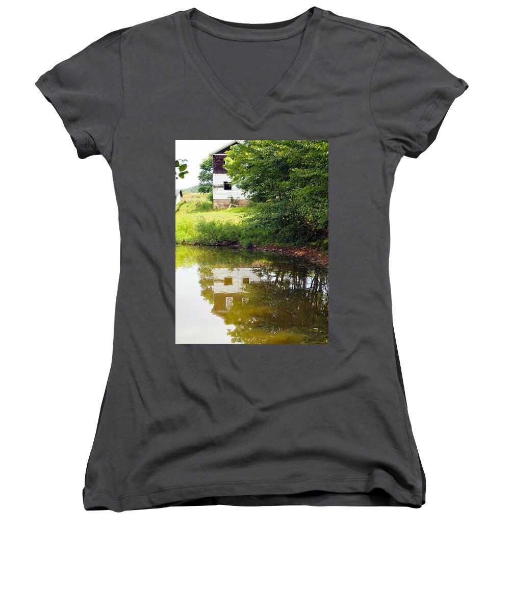 Farm Animals Women's V-Neck featuring the photograph Water Reflections by Robert Margetts