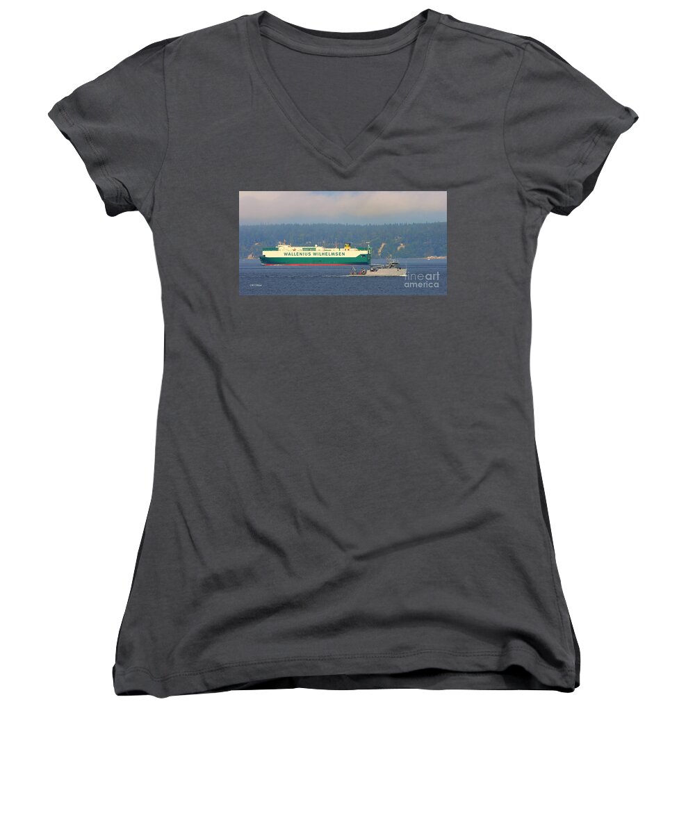Puget Sound Women's V-Neck featuring the photograph Waterway by Tap On Photo