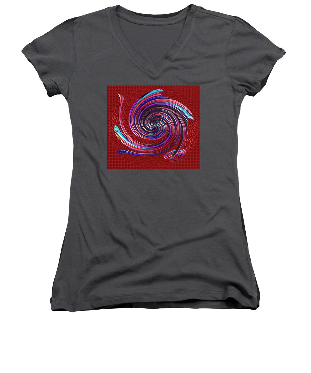 Blue Women's V-Neck featuring the digital art When The Stirring Stops by Alec Drake