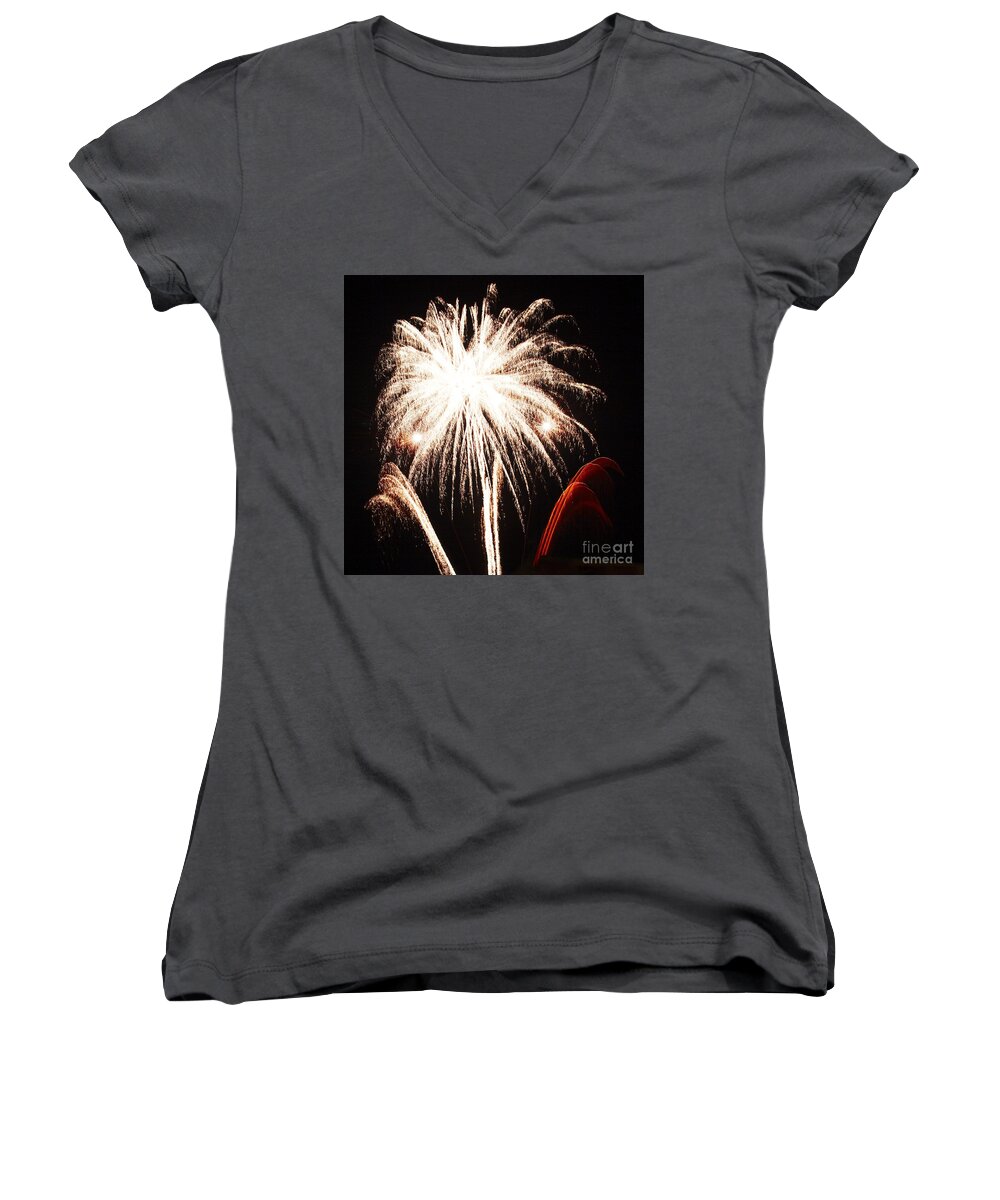 Fireworks Women's V-Neck featuring the photograph White flower by Agusti Pardo Rossello