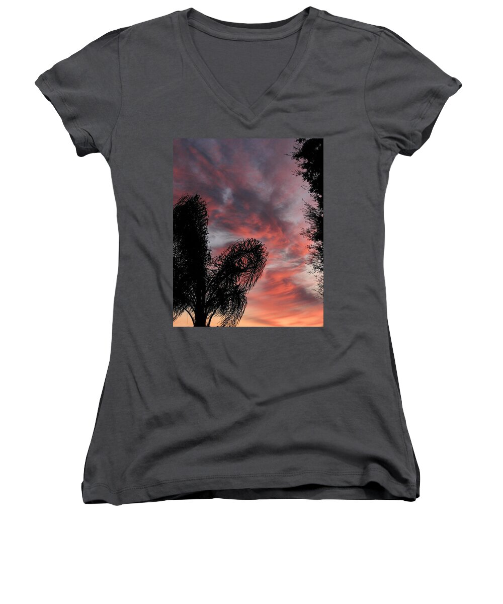 Nature Women's V-Neck featuring the photograph Windswept Clouds by Peggy Urban