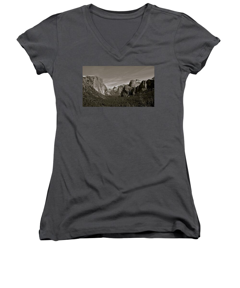 Yosemite Women's V-Neck featuring the photograph Yosemite Valley by Eric Tressler