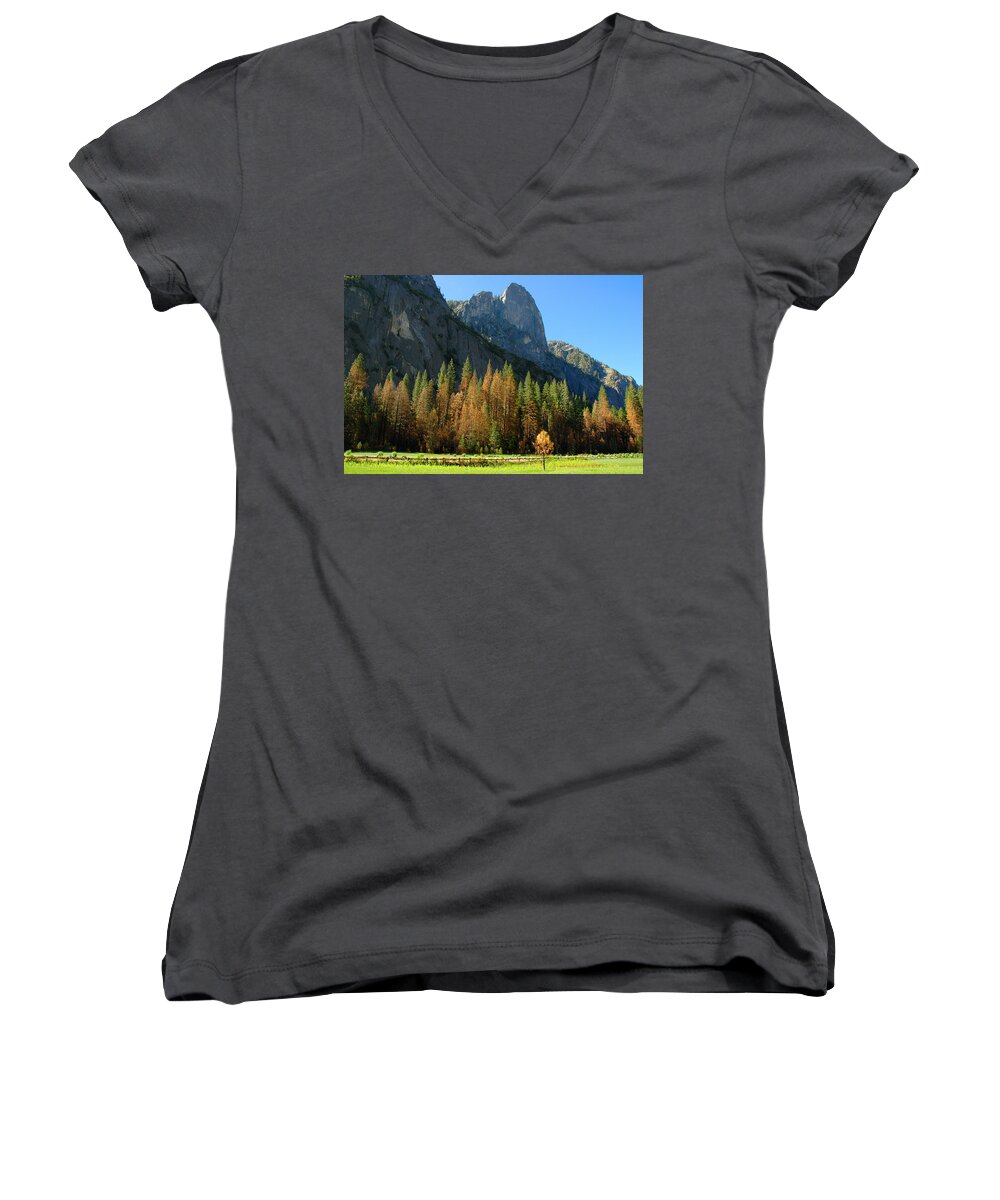Yosemite Women's V-Neck featuring the photograph Yosemite Valley by Lynn Bauer