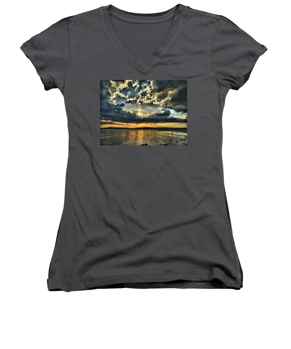 Sunset Women's V-Neck featuring the photograph ... Never Walk Alone by Bruce Gannon