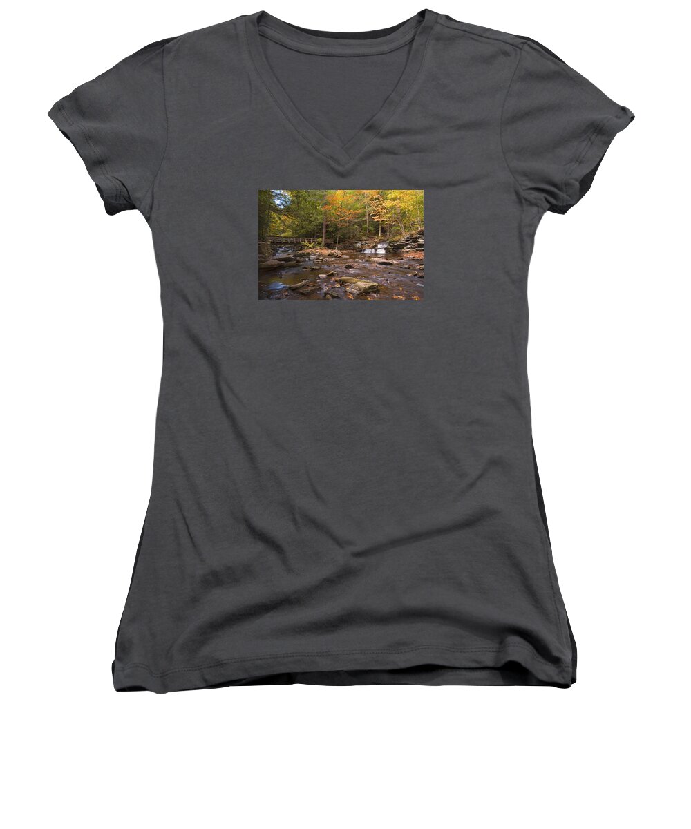 Waters Meet Women's V-Neck featuring the photograph Watching The Waters Meet by Gene Walls
